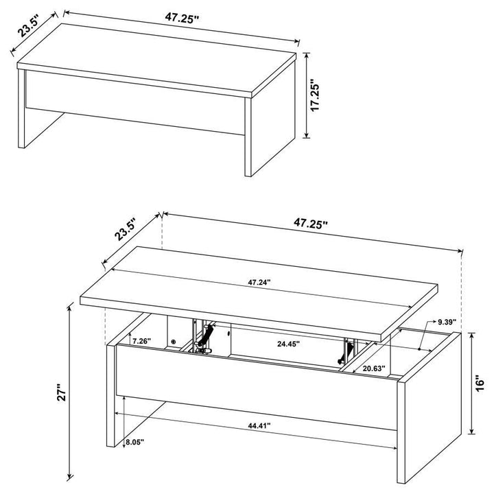 Canoga - Engineered Wood Lift Top Cocktail Coffee Table - Mango Coffee Table modern furniture Contempo Furniture