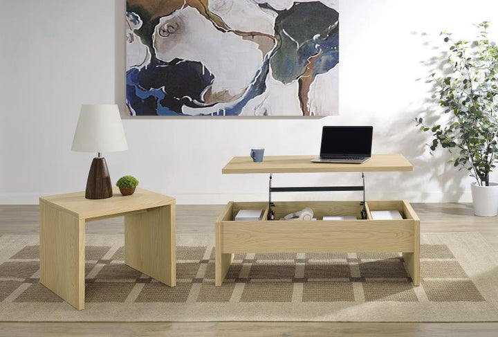 Canoga - Engineered Wood Lift Top Coffee Table - Light Oak Coffee Table modern furniture Contempo Furniture