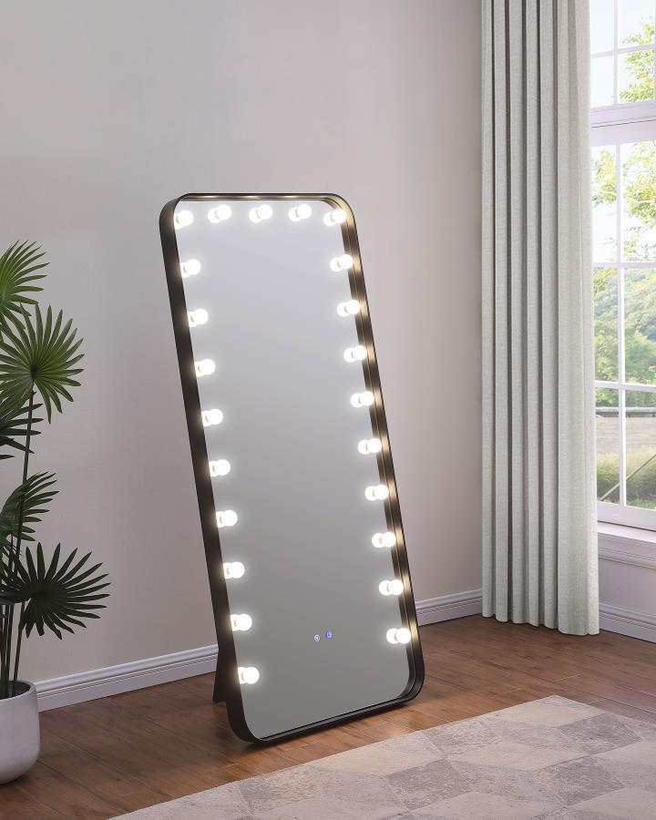 Canton - LED Standing Mirror With Speakers - Black Floor Mirror modern furniture Contempo Furniture