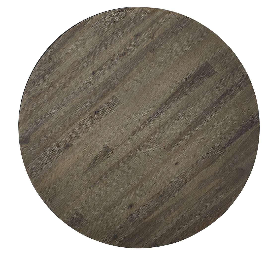 Canyon Solid Wood and Metal Round Coffee Table in Washed Grey Coffee Table modern furniture Contempo Furniture