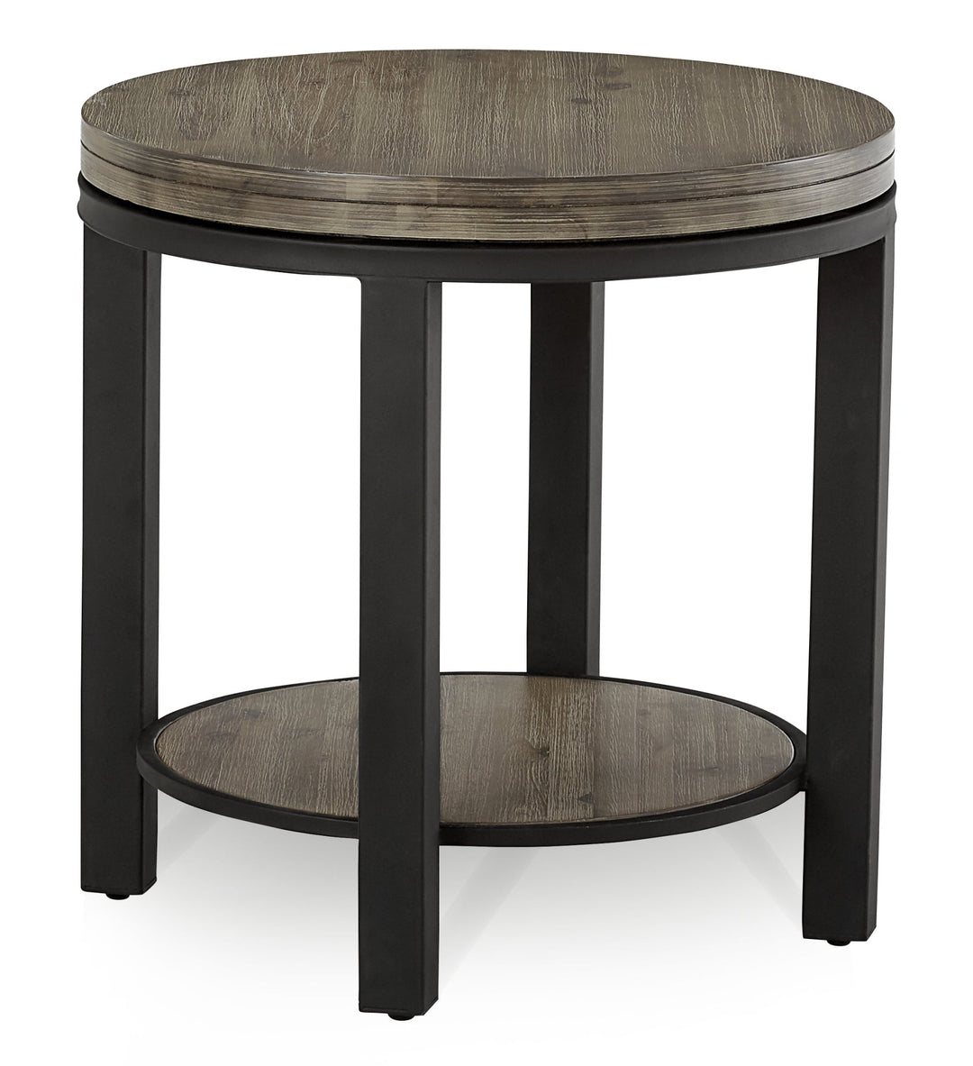 Canyon Solid Wood and Metal Round End Table in Washed Grey End Table modern furniture Contempo Furniture