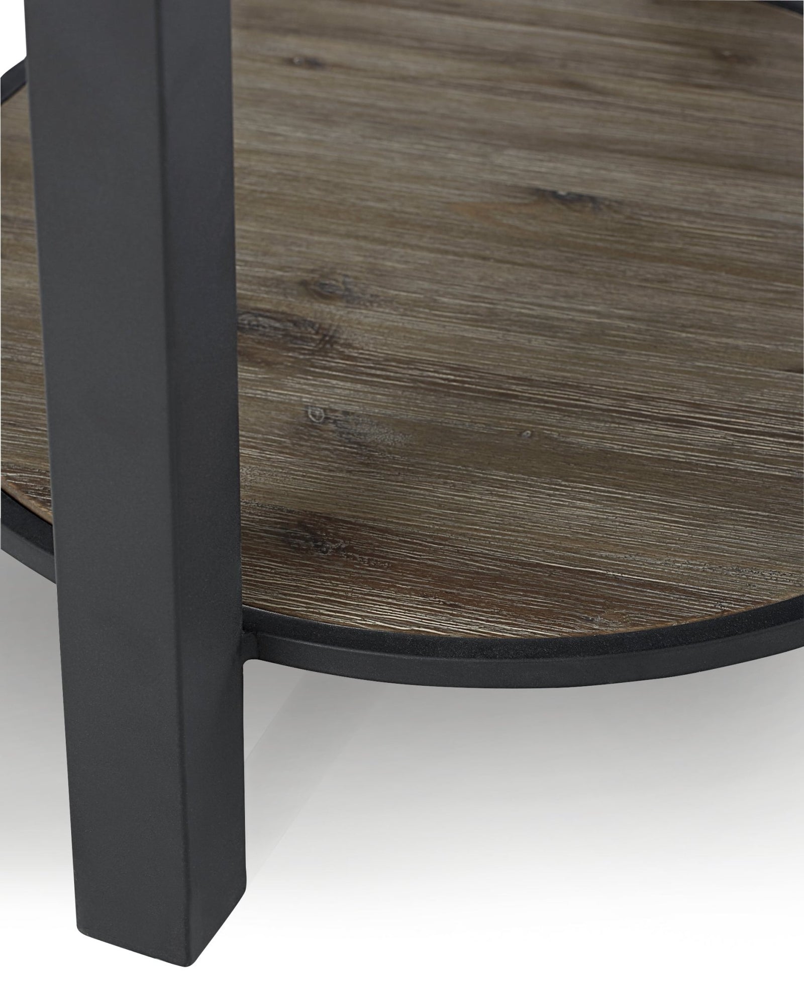Canyon Solid Wood and Metal Round End Table in Washed Grey End Table modern furniture Contempo Furniture