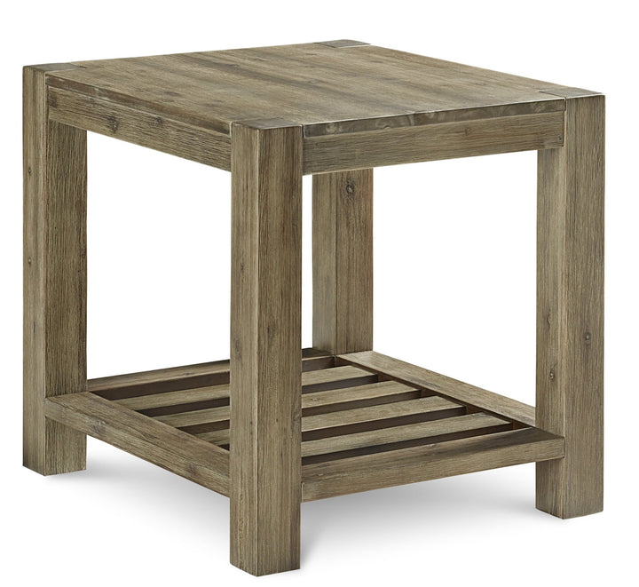Canyon Solid Wood Rectangular End Table in Washed Grey End Table modern furniture Contempo Furniture