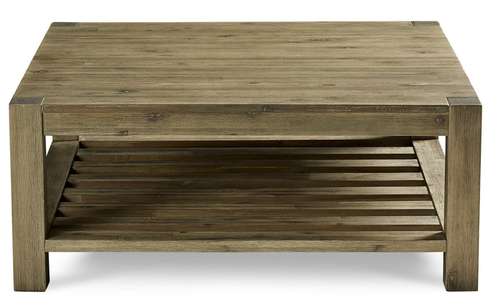 Canyon Solid Wood Square Coffee Table in Washed Grey Coffee Table modern furniture Contempo Furniture