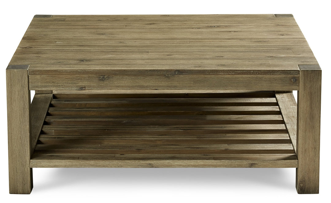 Canyon Solid Wood Square Coffee Table in Washed Grey Coffee Table modern furniture Contempo Furniture