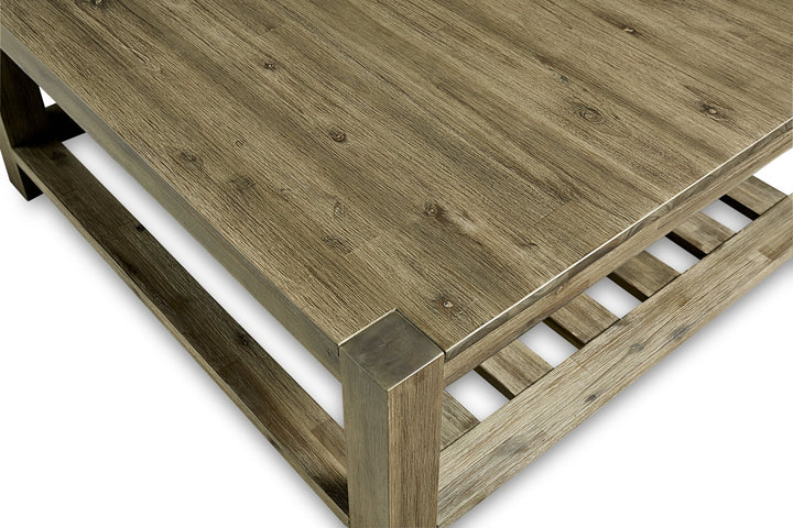 Canyon Solid Wood Square Coffee Table in Washed Grey Coffee Table modern furniture Contempo Furniture