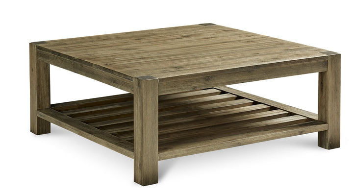 Canyon Solid Wood Square Coffee Table in Washed Grey Coffee Table modern furniture Contempo Furniture