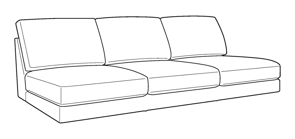 Luonto Capri Armless Wide Sofa-3 Seats