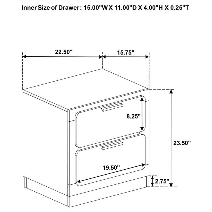 Caraway - 2 - Drawer Nightstand - Black Accent Nightstand modern furniture Contempo Furniture