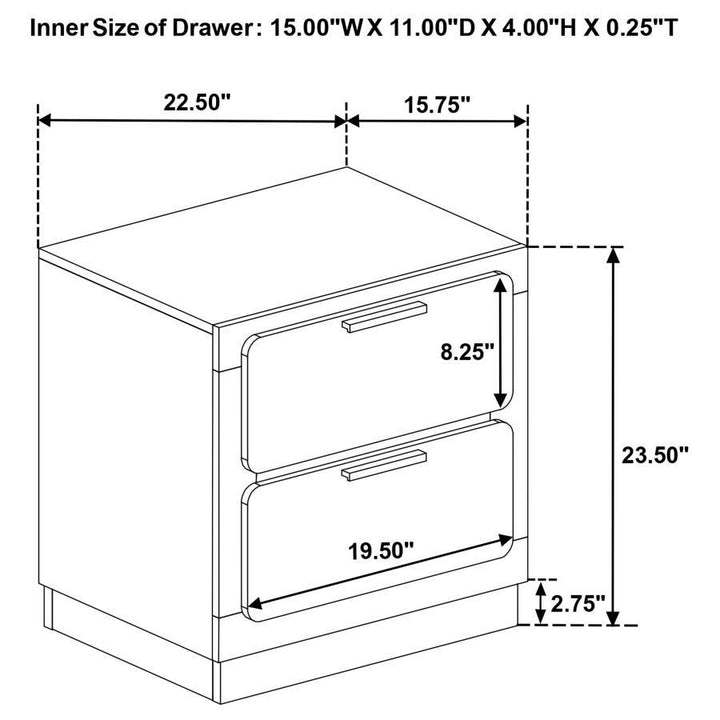 Caraway - 2 - Drawer Nightstand - White Accent Nightstand modern furniture Contempo Furniture