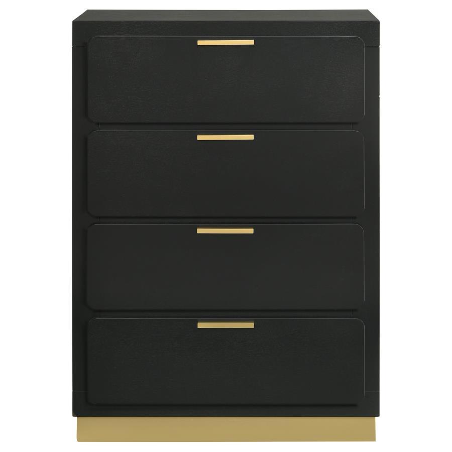 Caraway - 4 - Drawer Bedroom Chest - Black Accent Chest modern furniture Contempo Furniture