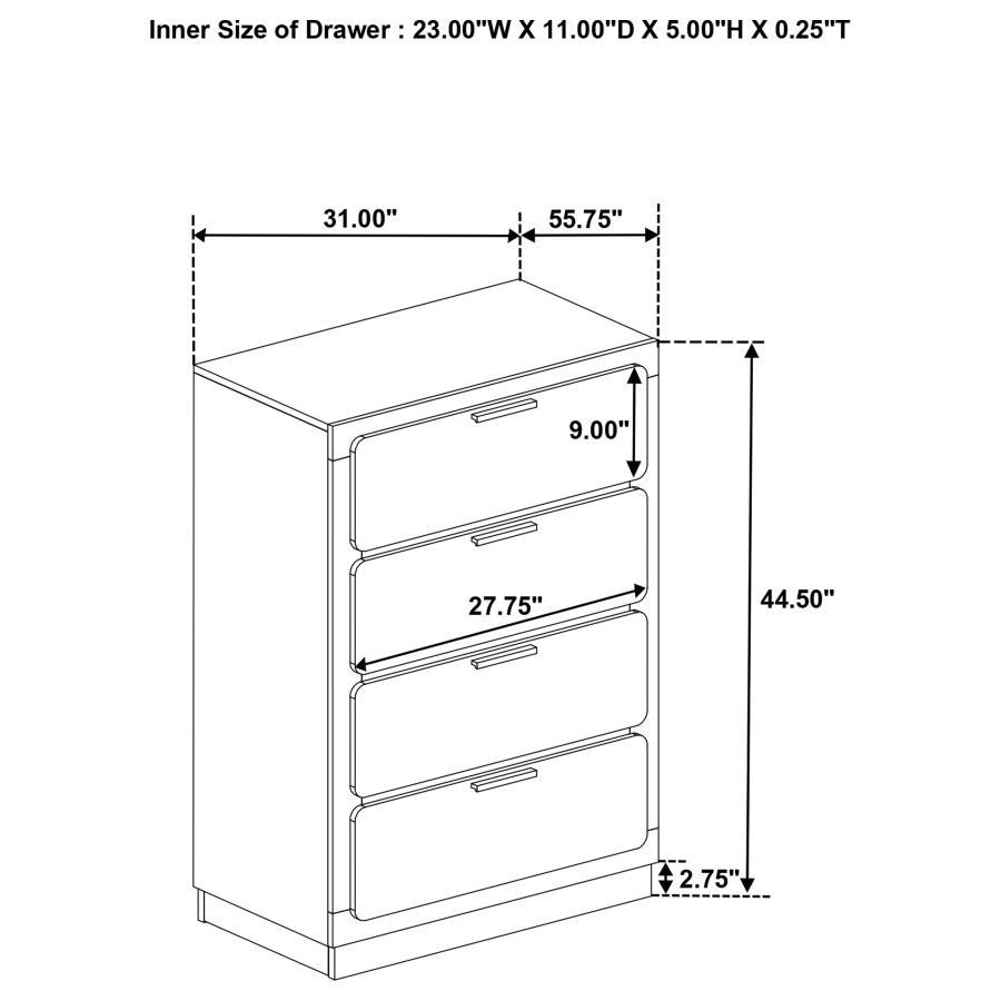 Caraway - 4 - Drawer Bedroom Chest - White Accent Chest modern furniture Contempo Furniture