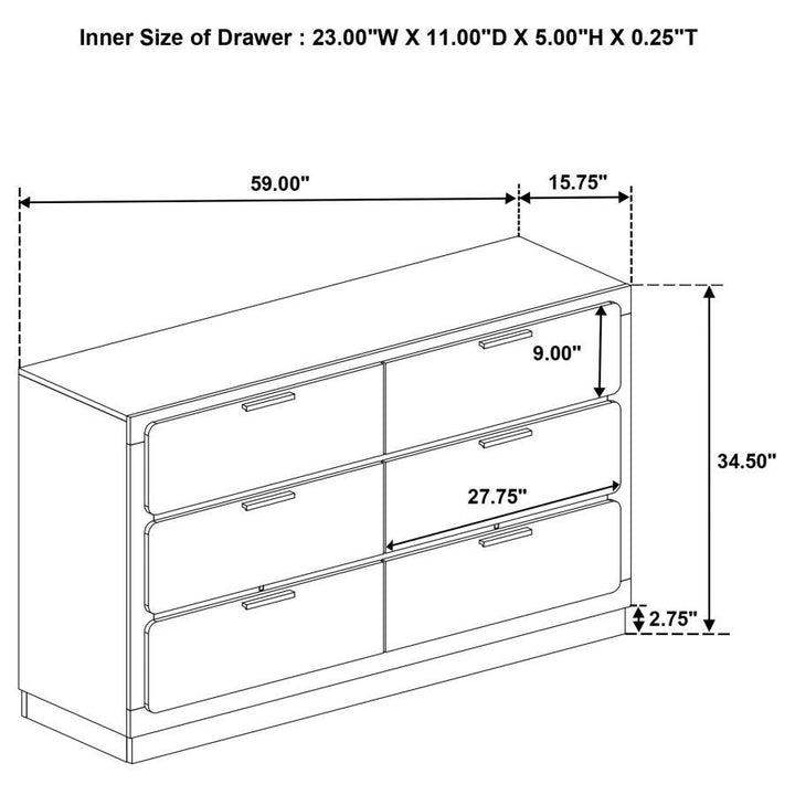 Caraway - 6 - Drawer Dresser - Black Dressers modern furniture Contempo Furniture