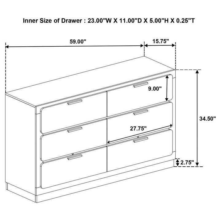 Caraway - 6 - Drawer Dresser - White Dressers modern furniture Contempo Furniture
