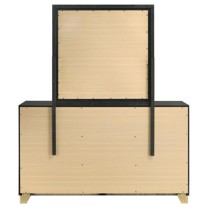Caraway - 6 - Drawer Dresser With Mirror - Black Dresser &amp; Mirror modern furniture Contempo Furniture
