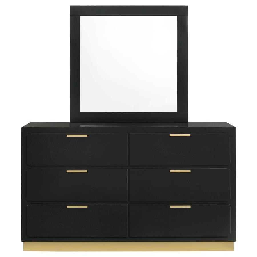 Caraway - 6 - Drawer Dresser With Mirror - Black Dresser & Mirror modern furniture Contempo Furniture