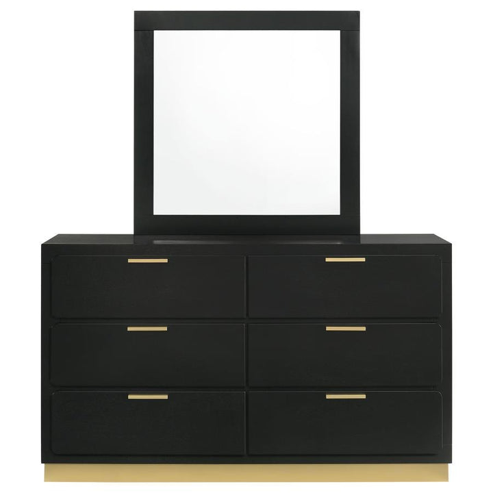 Caraway - 6 - Drawer Dresser With Mirror - Black Dresser &amp; Mirror modern furniture Contempo Furniture