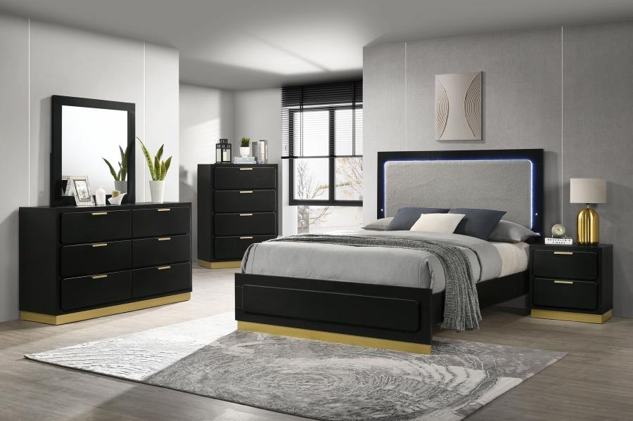 Caraway - 6 - Drawer Dresser With Mirror - Black Dresser & Mirror modern furniture Contempo Furniture
