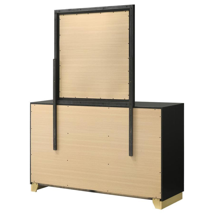 Caraway - 6 - Drawer Dresser With Mirror - Black Dresser &amp; Mirror modern furniture Contempo Furniture