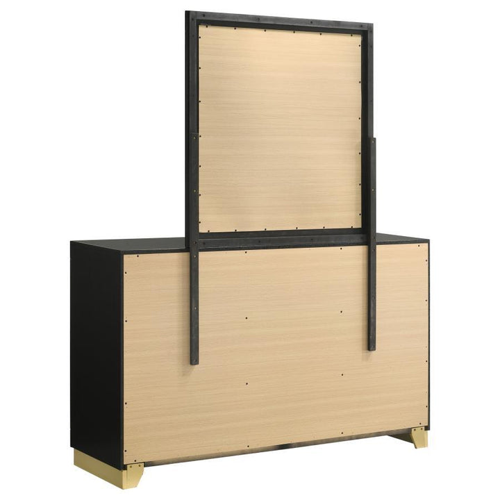 Caraway - 6 - Drawer Dresser With Mirror - Black Dresser &amp; Mirror modern furniture Contempo Furniture