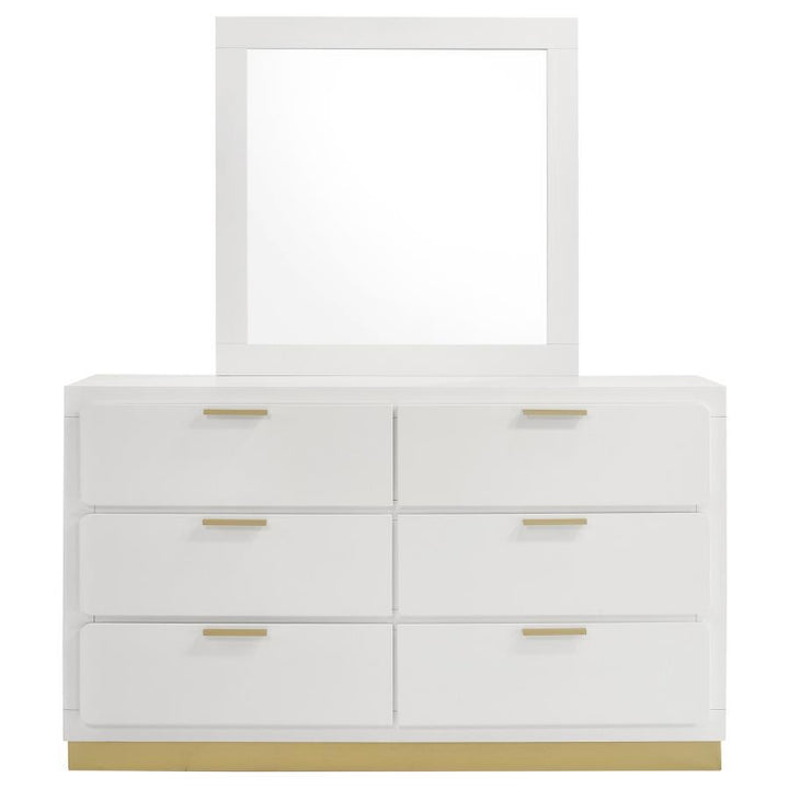 Caraway - 6 - Drawer Dresser With Mirror - White Dresser &amp; Mirror modern furniture Contempo Furniture