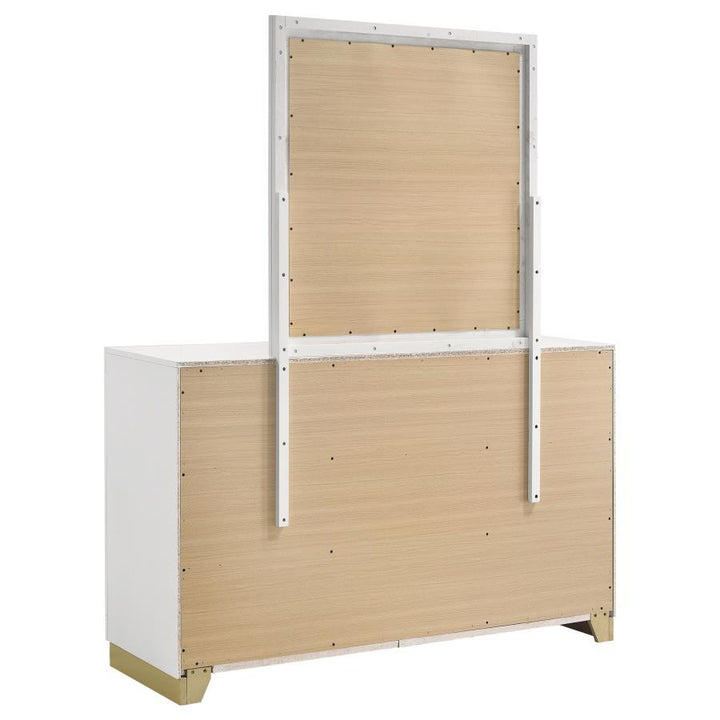 Caraway - 6 - Drawer Dresser With Mirror - White Dresser &amp; Mirror modern furniture Contempo Furniture