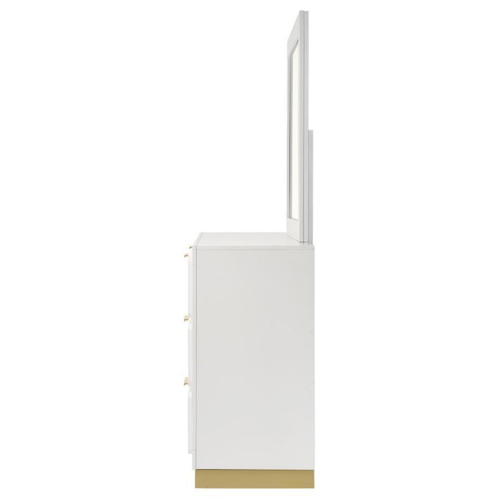 Caraway - 6 - Drawer Dresser With Mirror - White Dresser &amp; Mirror modern furniture Contempo Furniture