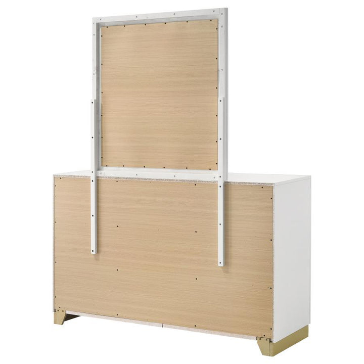 Caraway - 6 - Drawer Dresser With Mirror - White Dresser &amp; Mirror modern furniture Contempo Furniture