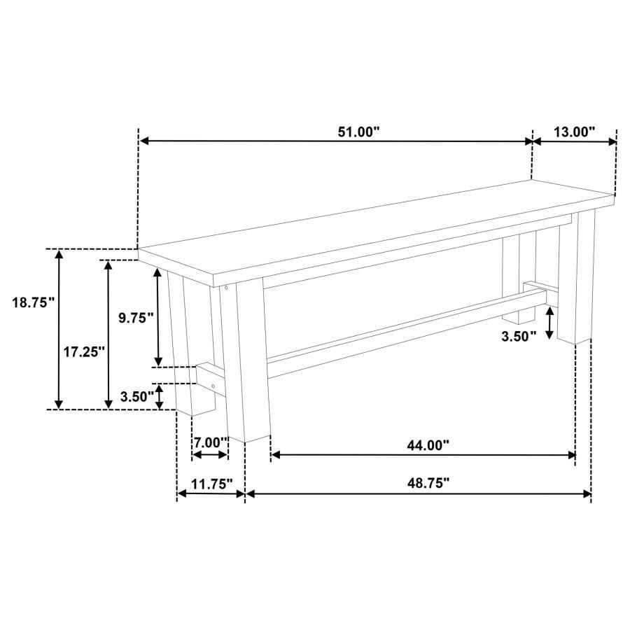 Cardova - 51" Solid Wood Dining Bench - Vineyard Oak Dining Bench modern furniture Contempo Furniture