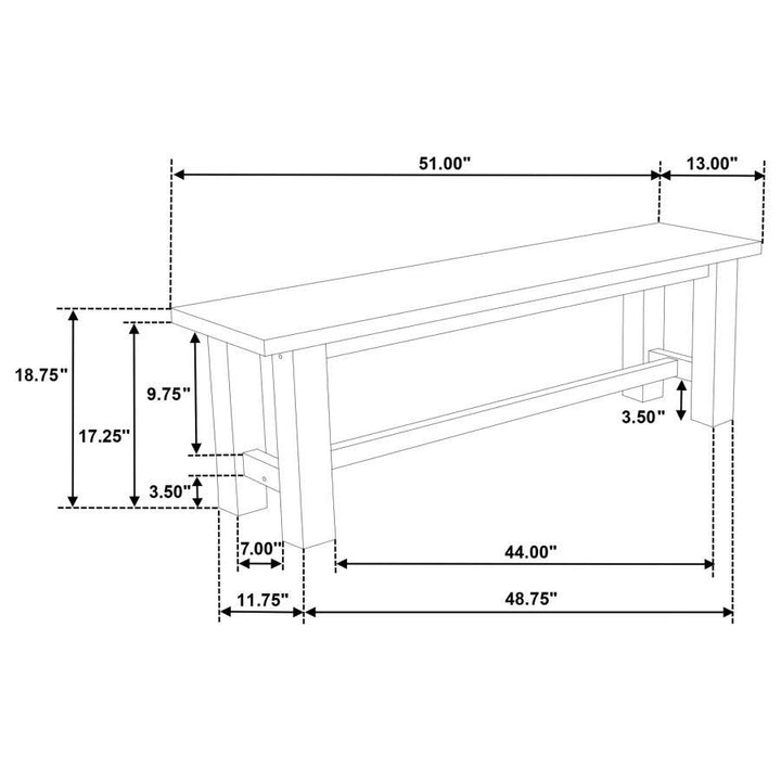 Cardova - 51" Solid Wood Dining Bench - Vineyard Oak Dining Bench modern furniture Contempo Furniture