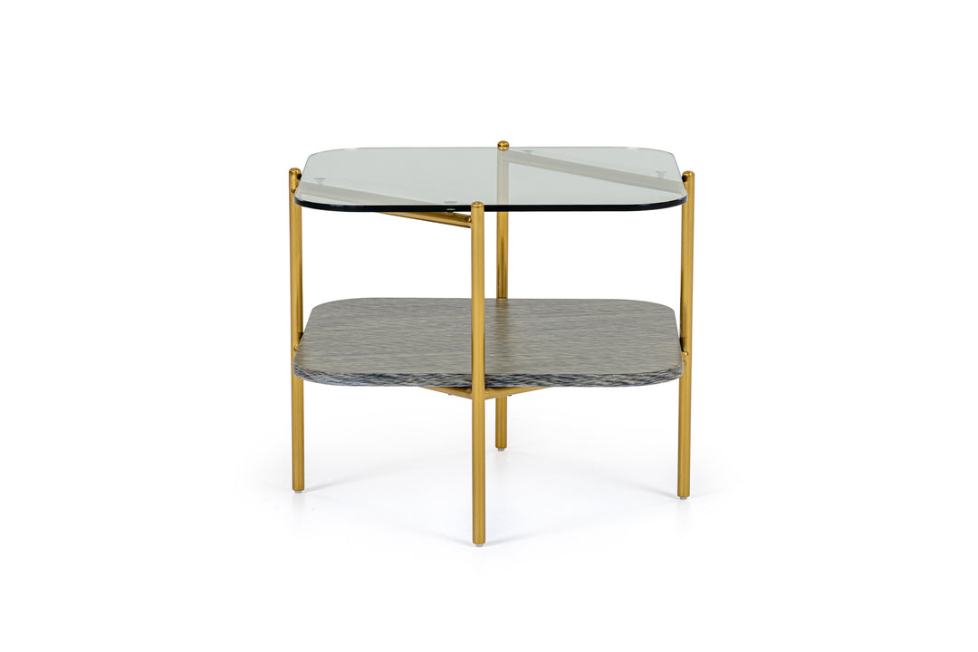 Cari  Glam Gold + Glass End Table