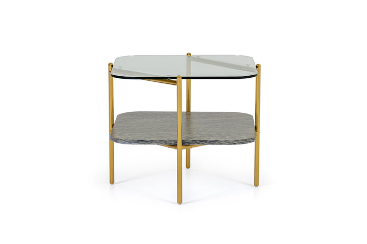 Cari  Glam Gold + Glass End Table