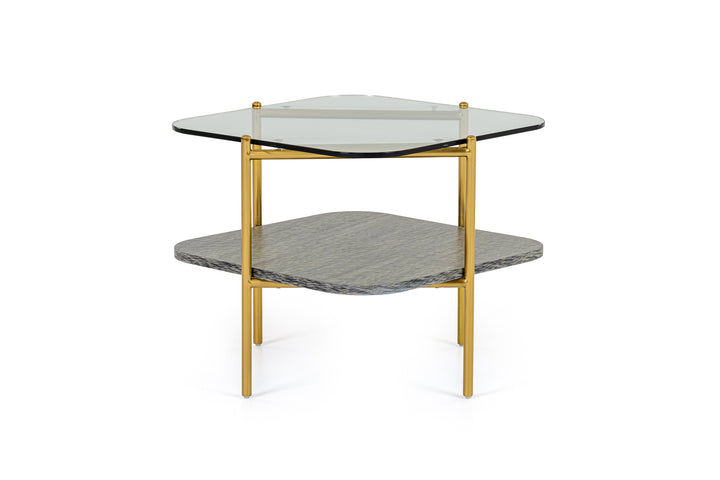 Cari  Glam Gold + Glass End Table