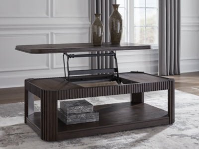 Carlibrie Lift - Top Coffee Table - Dark Brown Cocktail Table modern furniture Contempo Furniture