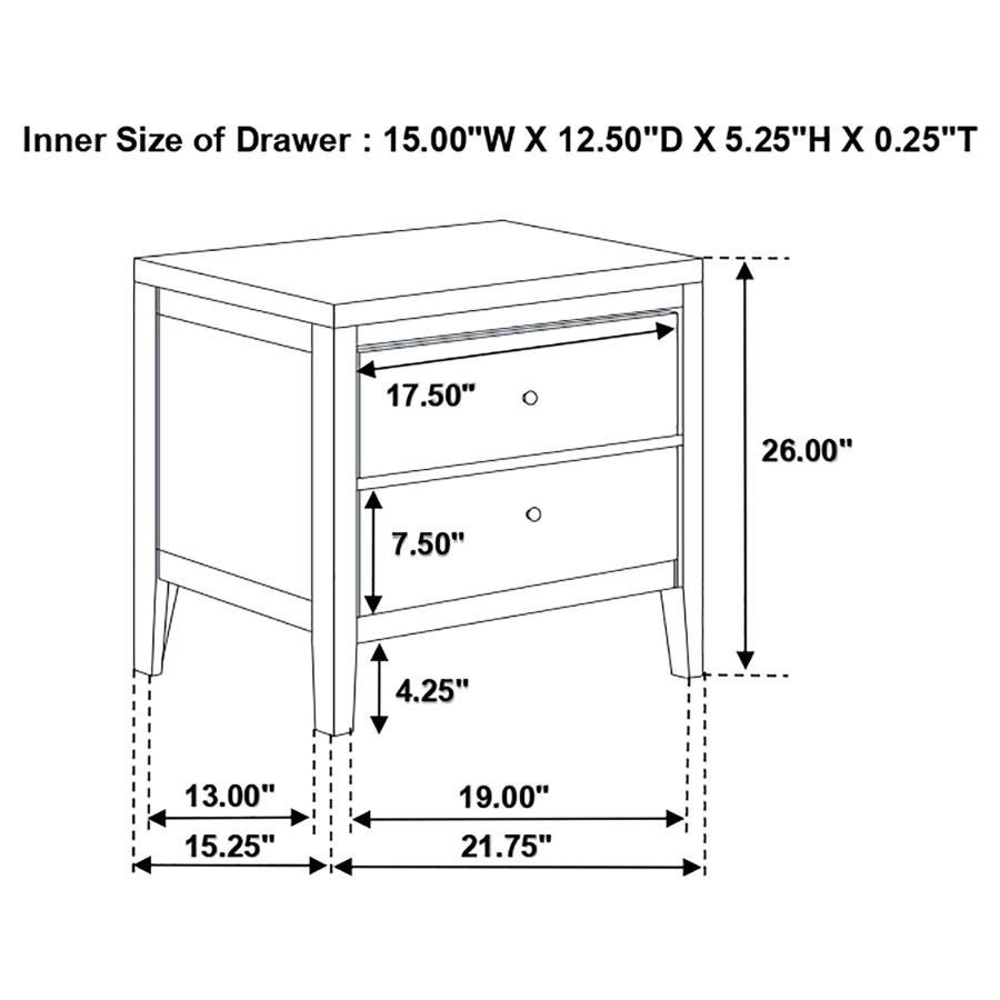 Carlton - 2 - Drawer Nightstand - Cappuccino Accent Nightstand modern furniture Contempo Furniture