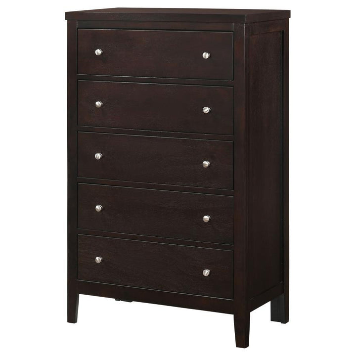 Carlton - 5 - Drawer Bedroom Chest - Cappuccino Accent Chest modern furniture Contempo Furniture