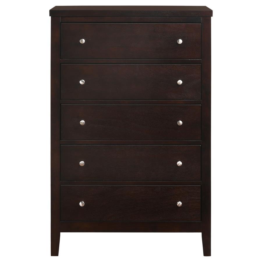 Carlton - 5 - Drawer Bedroom Chest - Cappuccino Accent Chest modern furniture Contempo Furniture