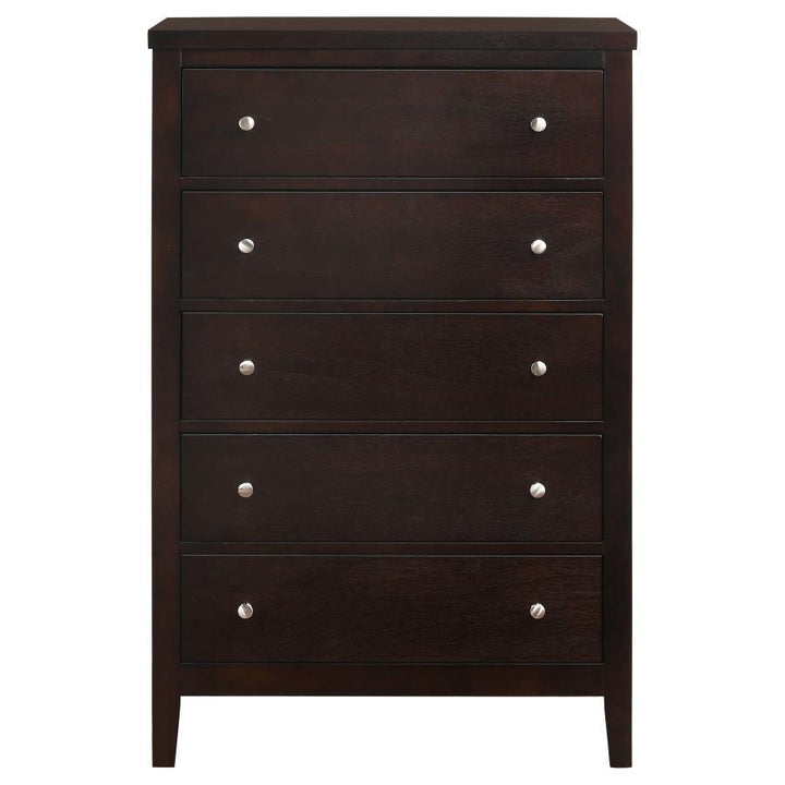 Carlton - 5 - Drawer Bedroom Chest - Cappuccino Accent Chest modern furniture Contempo Furniture