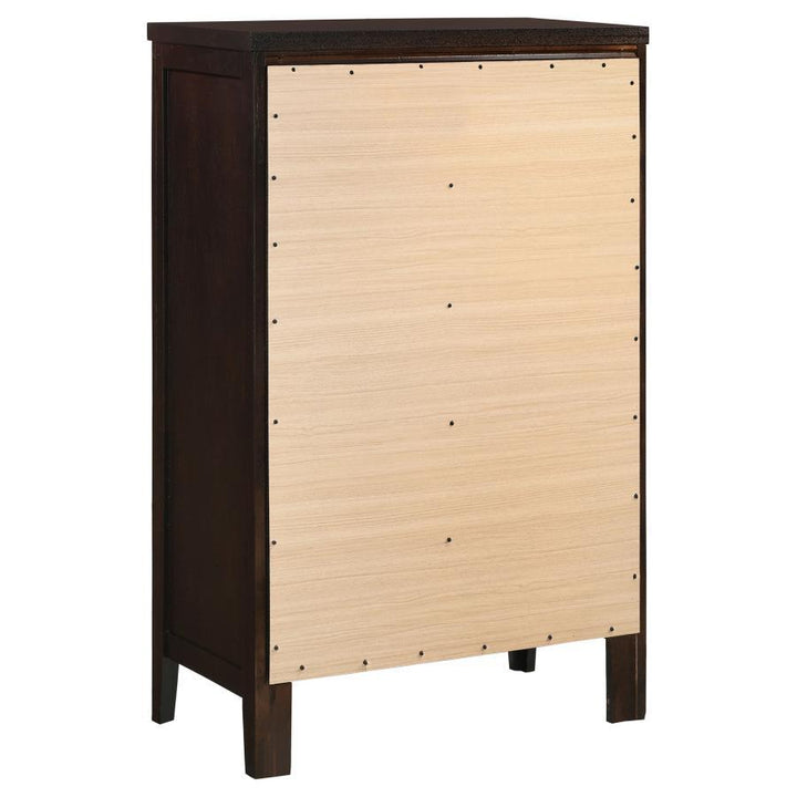 Carlton - 5 - Drawer Bedroom Chest - Cappuccino Accent Chest modern furniture Contempo Furniture