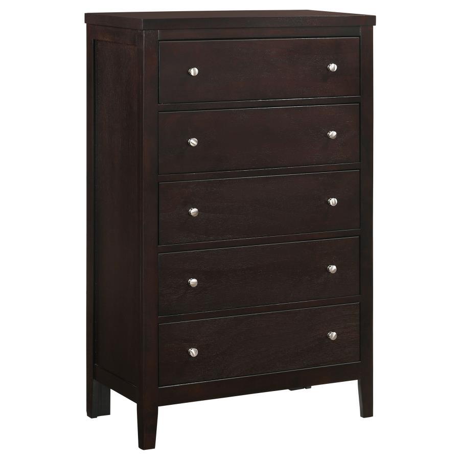 Carlton - 5 - Drawer Bedroom Chest - Cappuccino Accent Chest modern furniture Contempo Furniture
