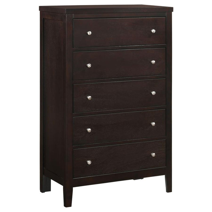 Carlton - 5 - Drawer Bedroom Chest - Cappuccino Accent Chest modern furniture Contempo Furniture