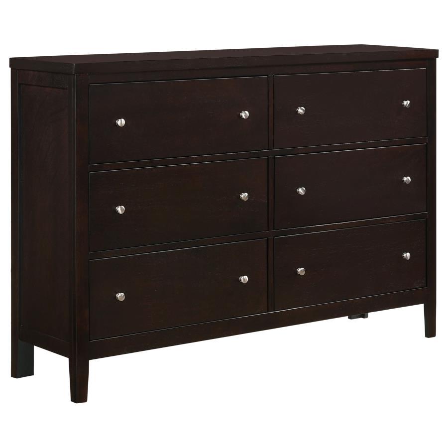 Carlton - 6 - Drawer Dresser - Cappuccino Dressers modern furniture Contempo Furniture