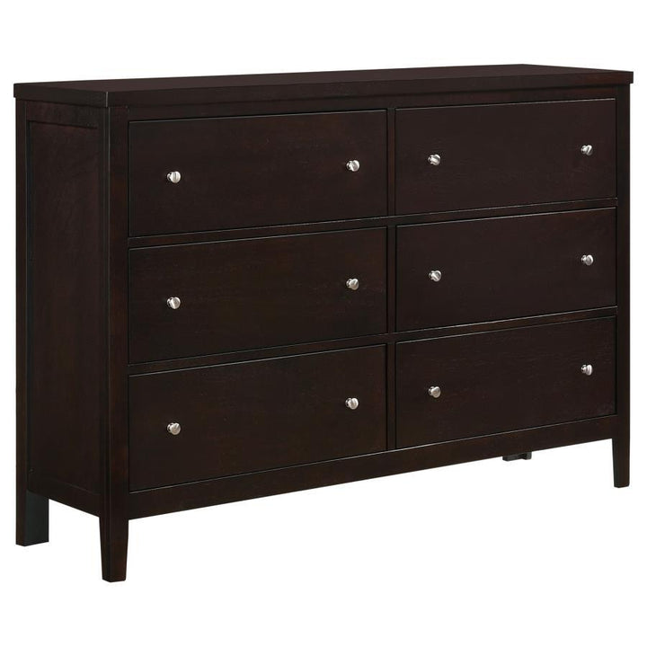 Carlton - 6 - Drawer Dresser - Cappuccino Dressers modern furniture Contempo Furniture