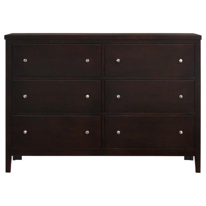 Carlton - 6 - Drawer Dresser - Cappuccino Dressers modern furniture Contempo Furniture
