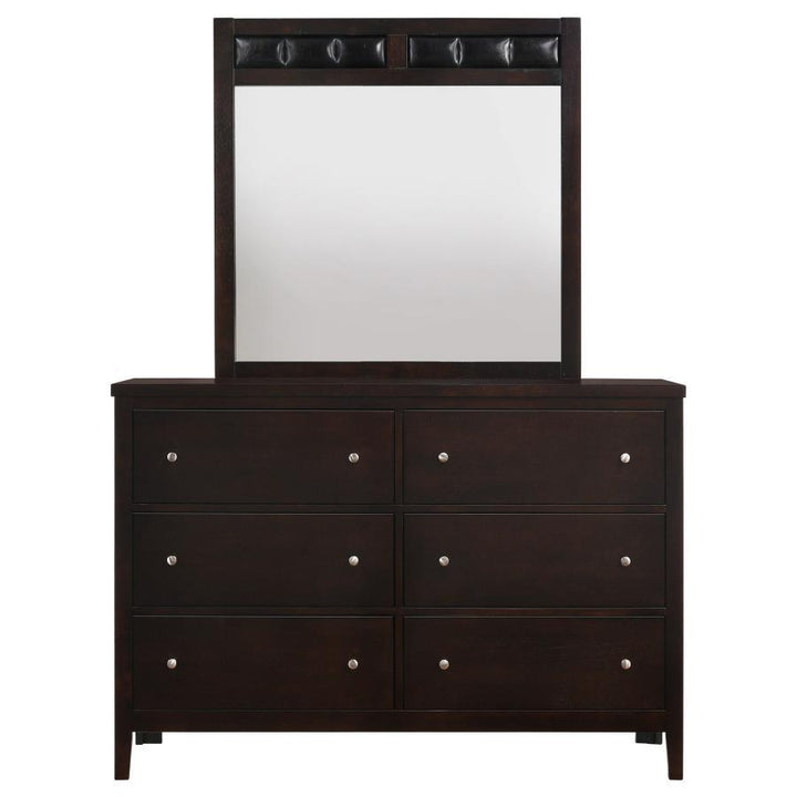 Carlton - 6 - Drawer Dresser With Mirror - Cappuccino Dresser &amp; Mirror modern furniture Contempo Furniture
