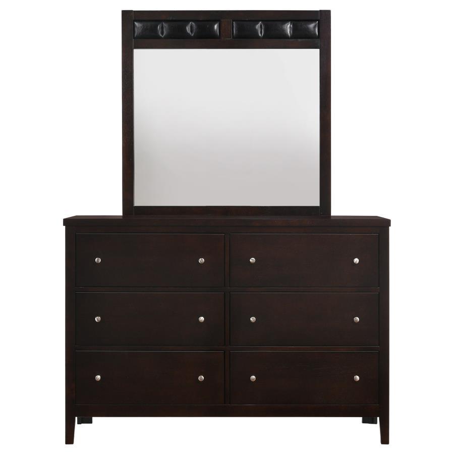 Carlton - 6 - Drawer Dresser With Mirror - Cappuccino Dresser & Mirror modern furniture Contempo Furniture