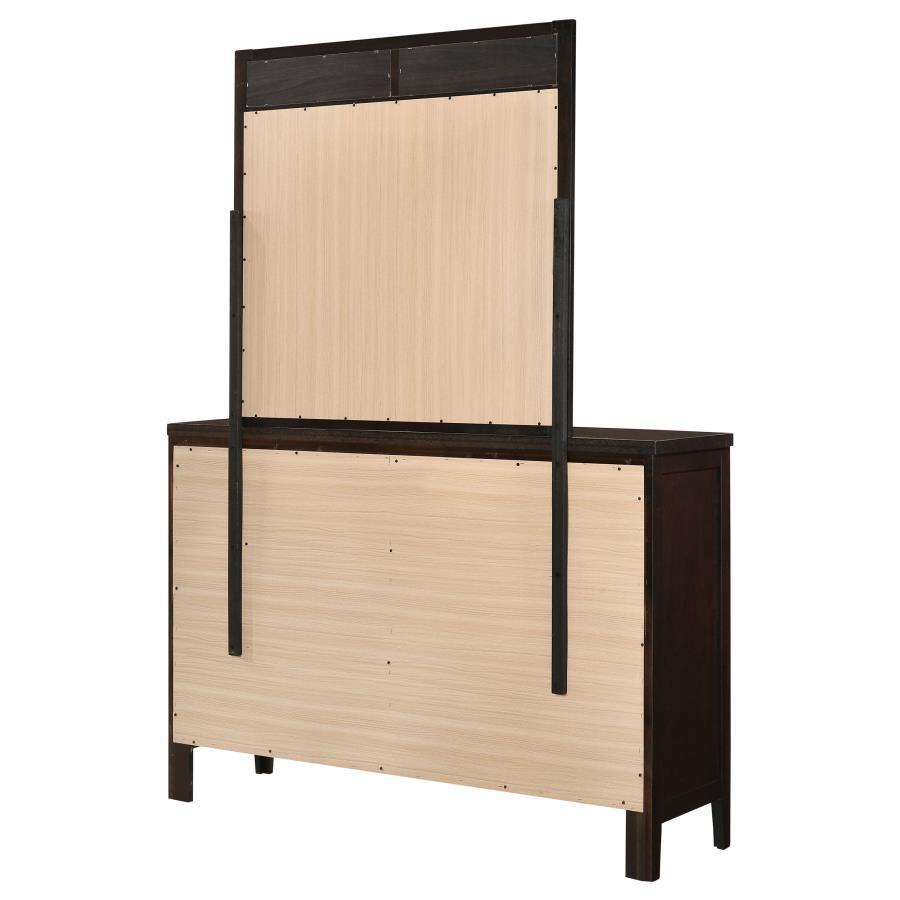 Carlton - 6 - Drawer Dresser With Mirror - Cappuccino Dresser & Mirror modern furniture Contempo Furniture