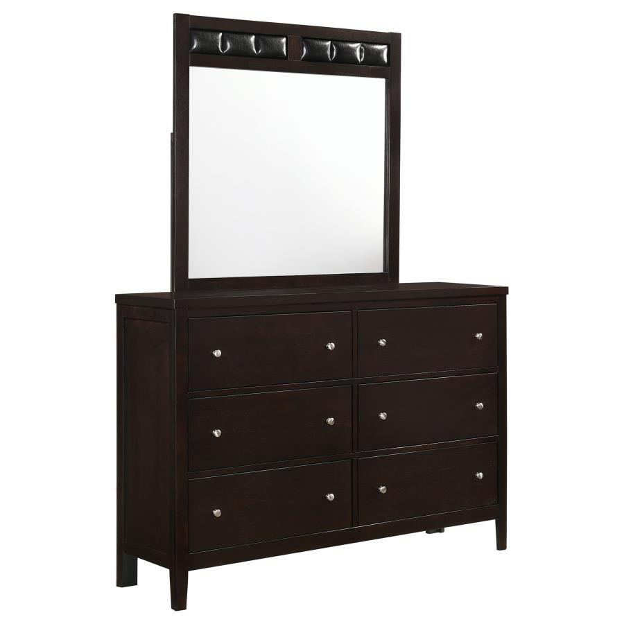 Carlton - 6 - Drawer Dresser With Mirror - Cappuccino Dresser & Mirror modern furniture Contempo Furniture