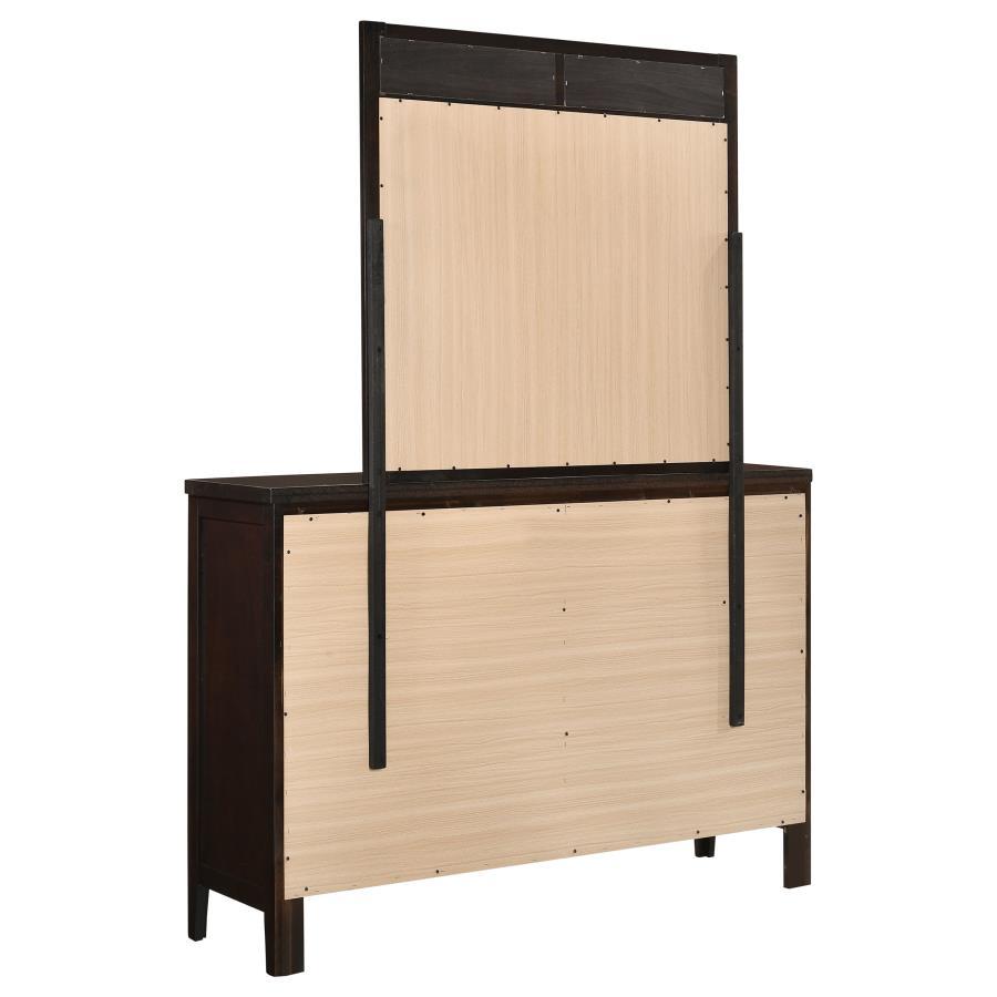 Carlton - 6 - Drawer Dresser With Mirror - Cappuccino Dresser & Mirror modern furniture Contempo Furniture