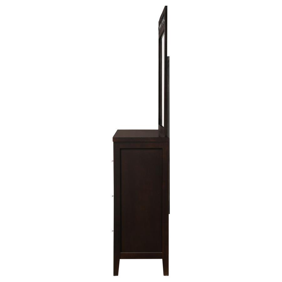 Carlton - 6 - Drawer Dresser With Mirror - Cappuccino Dresser & Mirror modern furniture Contempo Furniture